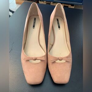 Zara Blush Pink block heel with Bow Detail, size 41